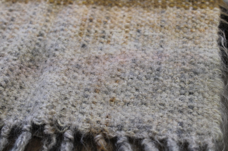 photo of hand woven table runner or shawl, thick chunky wool natural earth tone neutral colors #9