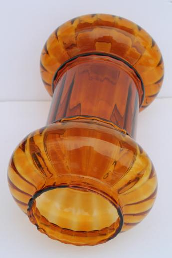 photo of hand-blown glass lantern globes, 60s vintage amber glass hanging lamp light shades #5