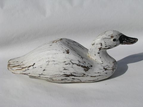 photo of hand-carved wooden & painted folk art duck decoys for rustic cabin or lodge #4