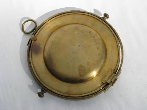 photo of hand-colored vintage etched brass folding tiered tray for camp or travel #3