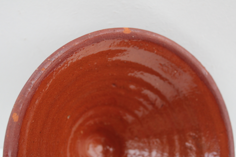 photo of handcrafted Moroccan tagine red clay pottery pot, shallow pan with conical lid #4