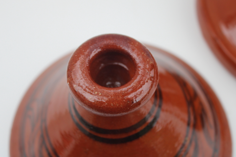 photo of handcrafted Moroccan tagine red clay pottery pot, shallow pan with conical lid #5