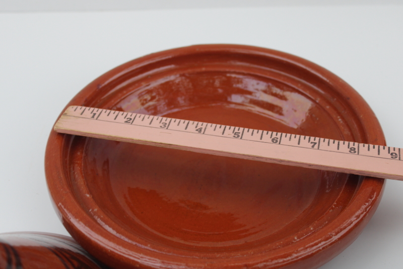 photo of handcrafted Moroccan tagine red clay pottery pot, shallow pan with conical lid #6