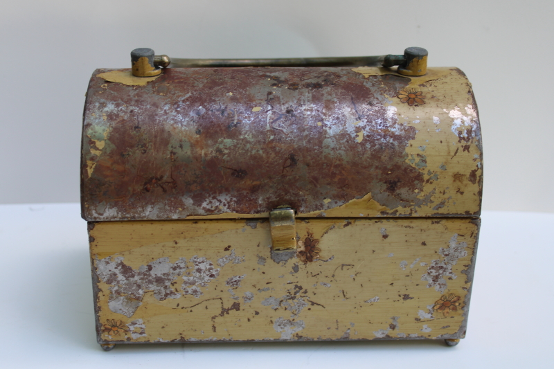 photo of handcrafted metal box bag, heavy steel lunchbox style treasure chest or punk goth purse #1