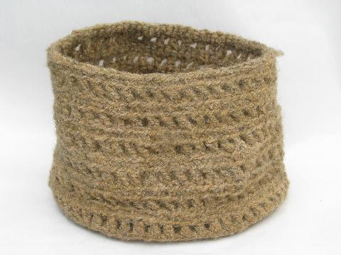 photo of hand-crafted natural unbleached wool basket, flexible bowl shape #1