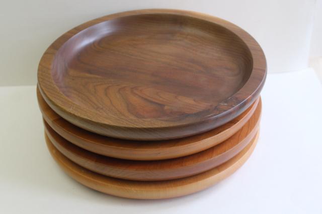 photo of handcrafted rustic natural wood charger plate trays or primitive early style trenchers #1