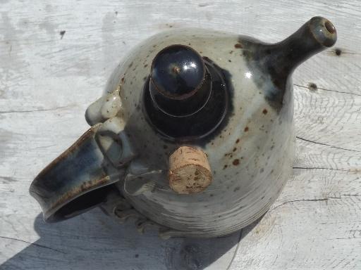 photo of hand-crafted stoneware oil jar lamp, Bear pottery primitive oil lamp #5