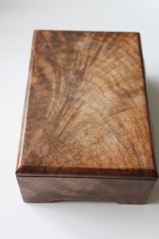 photo of handcrafted walnut burl wood jewelry or pens box, cabinetmaker quality artist signed  #3