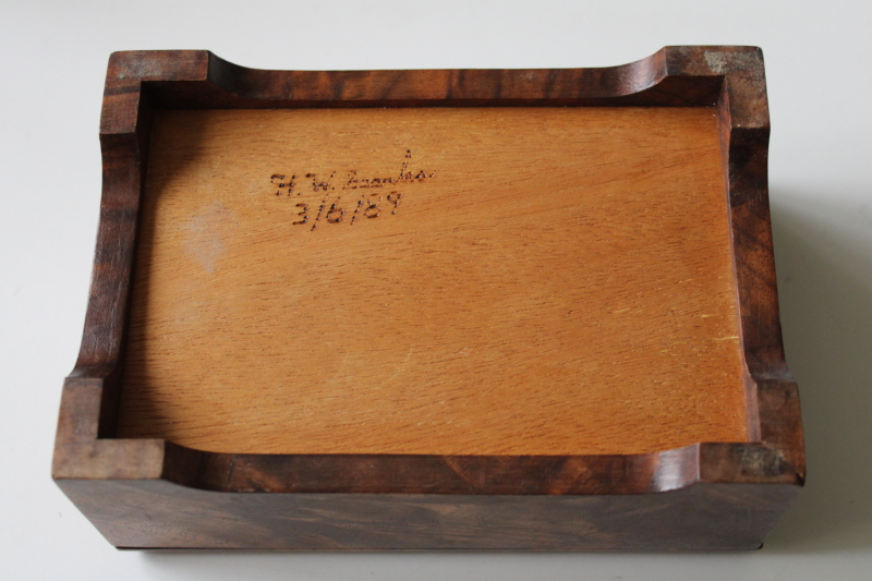 photo of handcrafted walnut burl wood jewelry or pens box, cabinetmaker quality artist signed  #4