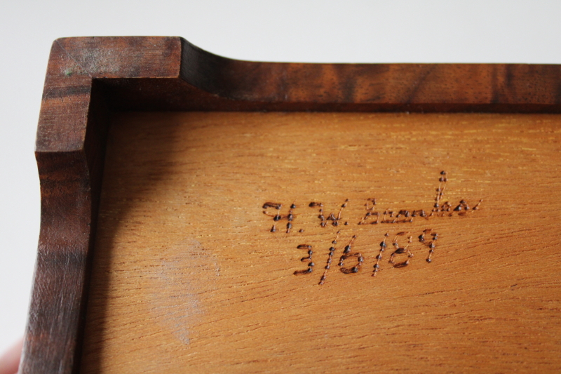 photo of handcrafted walnut burl wood jewelry or pens box, cabinetmaker quality artist signed  #5