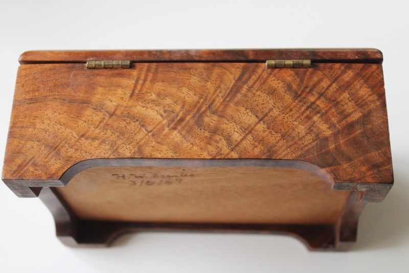 photo of handcrafted walnut burl wood jewelry or pens box, cabinetmaker quality artist signed  #6