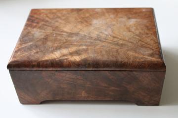 handcrafted walnut burl wood jewelry or pens box, cabinetmaker quality artist signed 