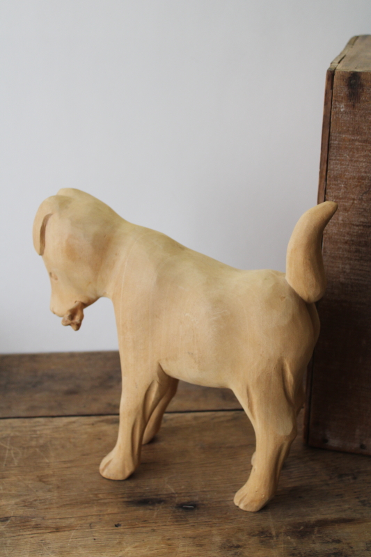 photo of handcrafted wood carving, large figure of a dog, natural rustic unfinished pine hand carved folk art  #5