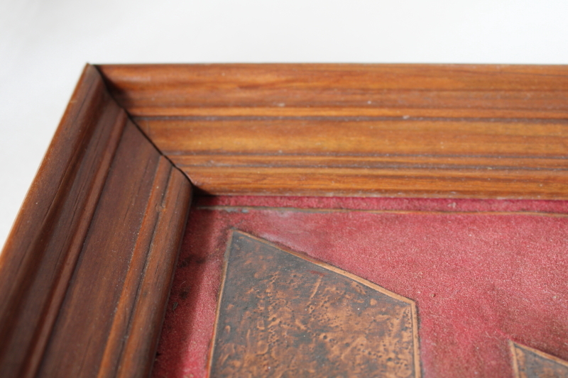 photo of handmade 1970s vintage tooled copper The Last Supper picture in wood frame #5