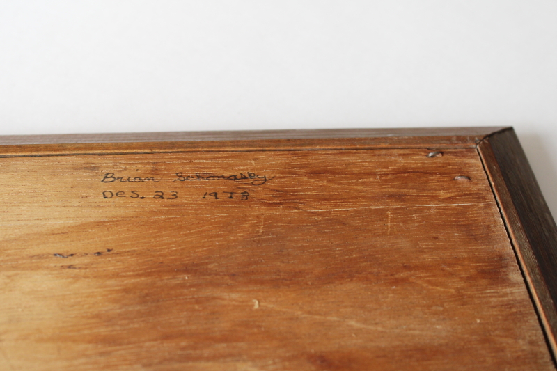 photo of handmade 1970s vintage tooled copper The Last Supper picture in wood frame #7