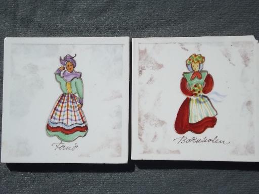 photo of handmade Danish art pottery tiles, folk art dress costumes of Denmark #4