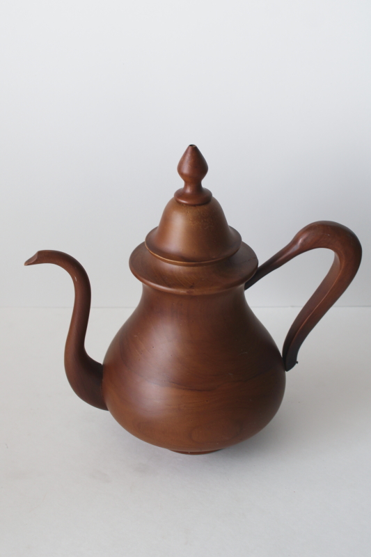 photo of handmade carved wood whimsy, Alice in Wonderland style life sized decorative teapot  #2
