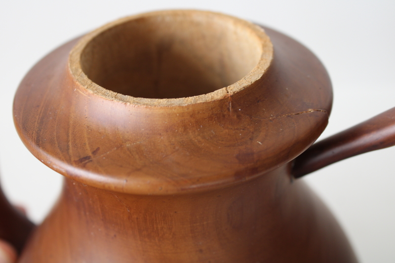 photo of handmade carved wood whimsy, Alice in Wonderland style life sized decorative teapot  #4