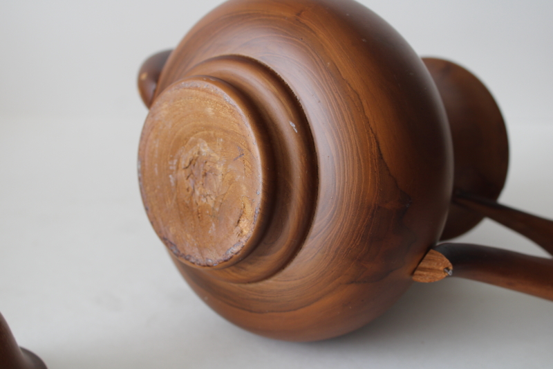 photo of handmade carved wood whimsy, Alice in Wonderland style life sized decorative teapot  #5