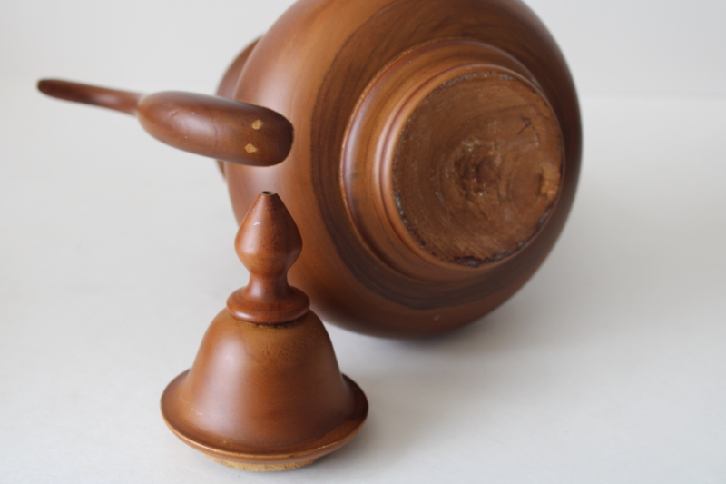 photo of handmade carved wood whimsy, Alice in Wonderland style life sized decorative teapot  #6