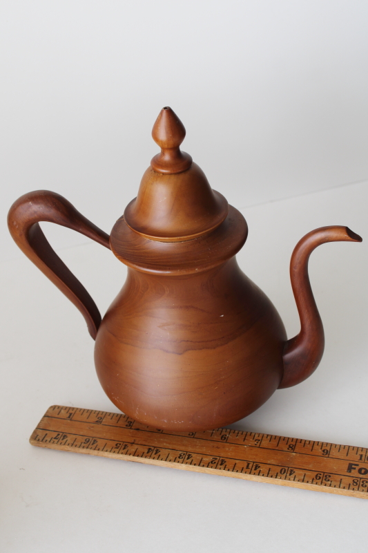 photo of handmade carved wood whimsy, Alice in Wonderland style life sized decorative teapot  #7