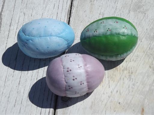 photo of handmade ceramic Easter eggs, retro 70s 80s country quilt patchwork #3