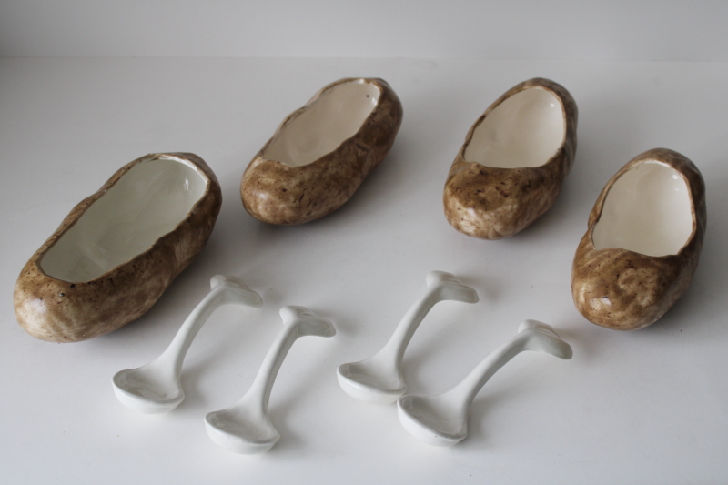 photo of handmade ceramic potato shaped bowls set for serving twice baked loaded mashed potatoes #2