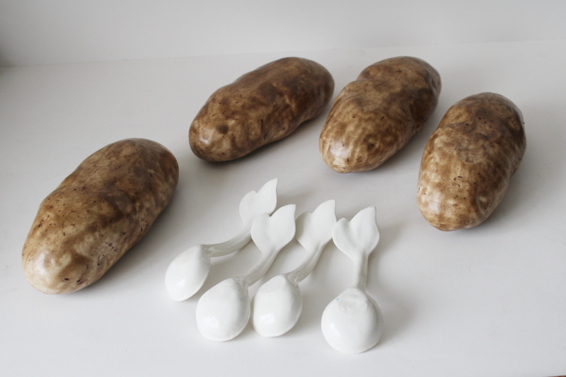 photo of handmade ceramic potato shaped bowls set for serving twice baked loaded mashed potatoes #3