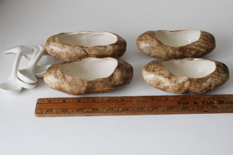 photo of handmade ceramic potato shaped bowls set for serving twice baked loaded mashed potatoes #4