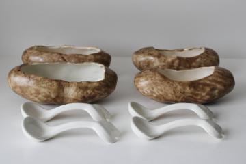 catalog photo of handmade ceramic potato shaped bowls set for serving twice baked loaded mashed potatoes 