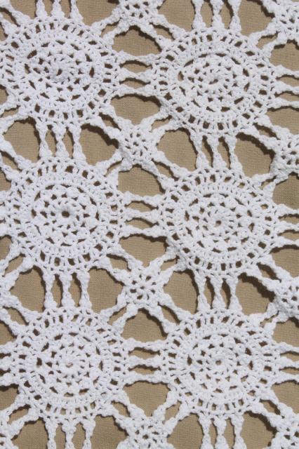 photo of handmade crochet lace bedspread, shabby chic vintage cotton coverlet w/ lacy spider web motifs #4