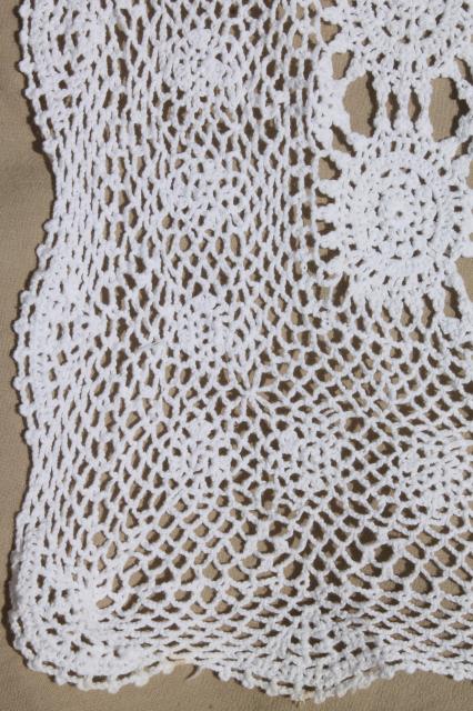 photo of handmade crochet lace bedspread, shabby chic vintage cotton coverlet w/ lacy spider web motifs #7