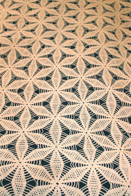 photo of handmade crochet lace bedspread w/ star pattern, shabby vintage chic #8