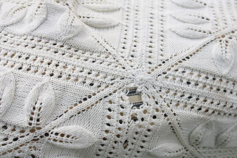 photo of handmade knit lace bedspread, vintage coverlet, knitted lace counterpane #4