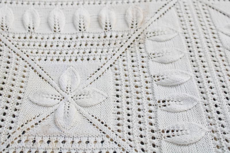 photo of handmade knit lace bedspread, vintage coverlet, knitted lace counterpane #8