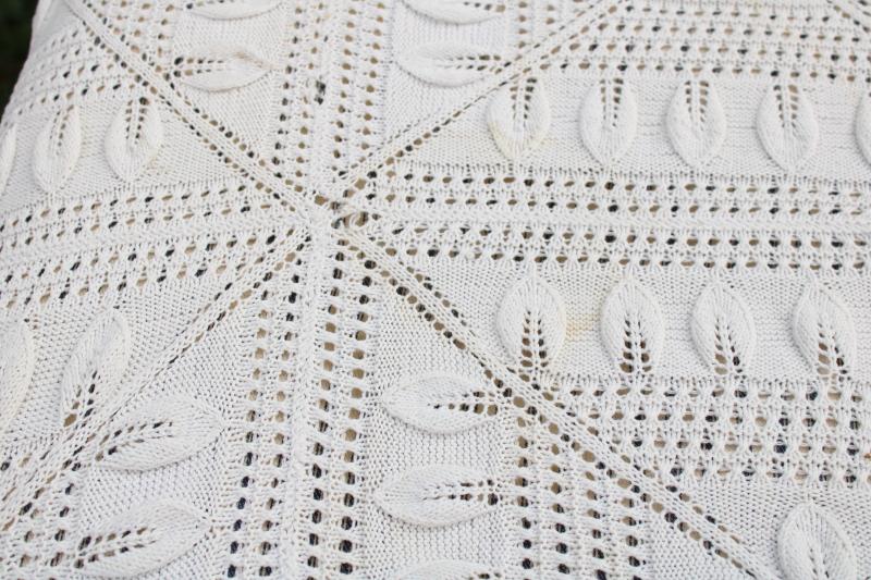 photo of handmade knit lace bedspread, vintage coverlet, knitted lace counterpane #9