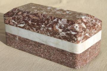 catalog photo of handmade red granite / white marble stone 'brick' doorstop or garden marker