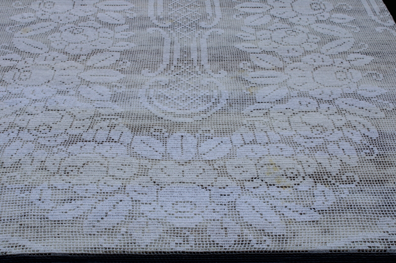 photo of handmade vintage cotton crochet lace tablecloth, large oval 110 x 80 needs soaking  #3