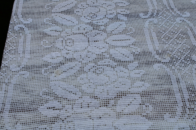 photo of handmade vintage cotton crochet lace tablecloth, large oval 110 x 80 needs soaking  #6