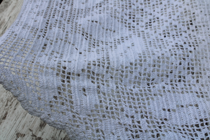 photo of handmade vintage cotton crochet lace tablecloth, large oval 110 x 80 needs soaking  #8