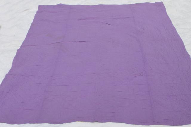 photo of handmade vintage cotton quilt star pattern in lemon yellow & grape purple lavender #2