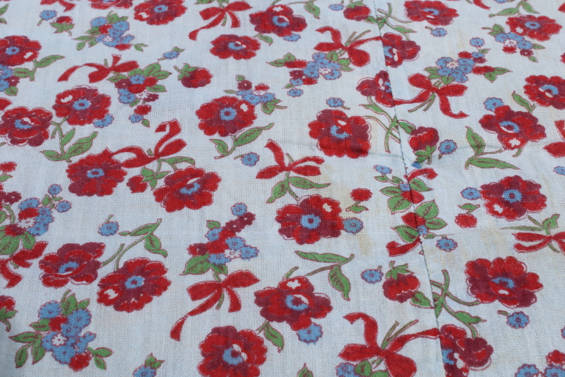 photo of handmade vintage patchwork tied quilt, 1940s 50s feed sack fabric & colorful prints #5
