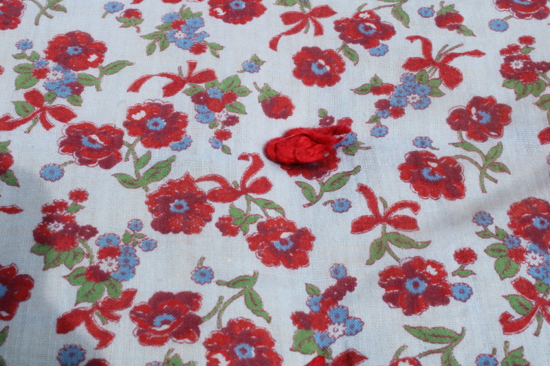 photo of handmade vintage patchwork tied quilt, 1940s 50s feed sack fabric & colorful prints #6