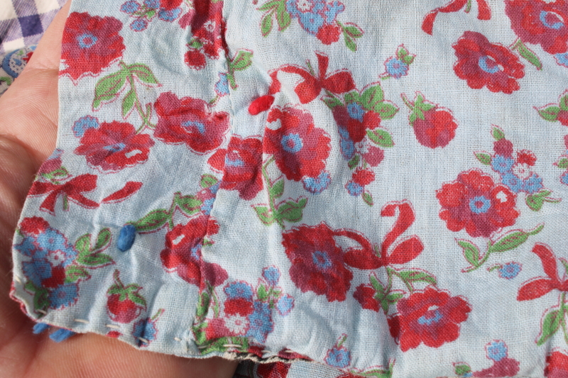 photo of handmade vintage patchwork tied quilt, 1940s 50s feed sack fabric & colorful prints #12