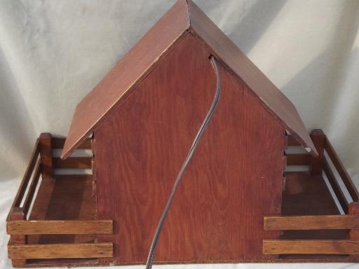 photo of handmade wood stable and yard for vintage Nativity Christmas creche #4