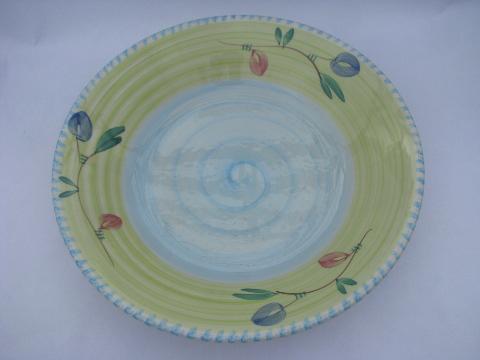 photo of hand-painted Italian pottery, huge spaghetti & salad serving bowls #2