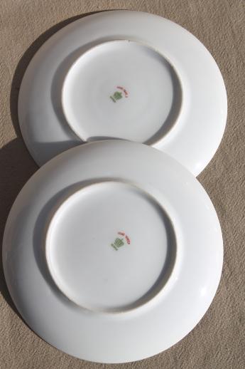 photo of hand-painted Nippon china dessert plates, vintage porcelain w/ blue forget-me-nots #6