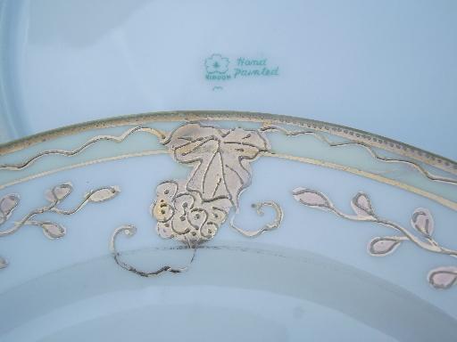 photo of hand-painted Nippon gilded porcelain plates, vintage china cake plates #6