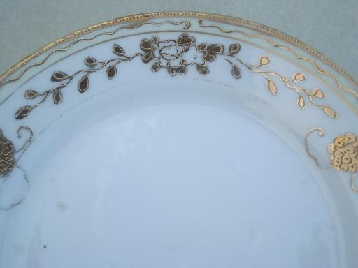 photo of hand-painted Nippon gilded porcelain plates, vintage china cake plates #7