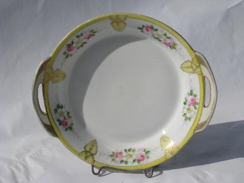 photo of hand-painted Nippon, vintage pink roses china pickle dish #1